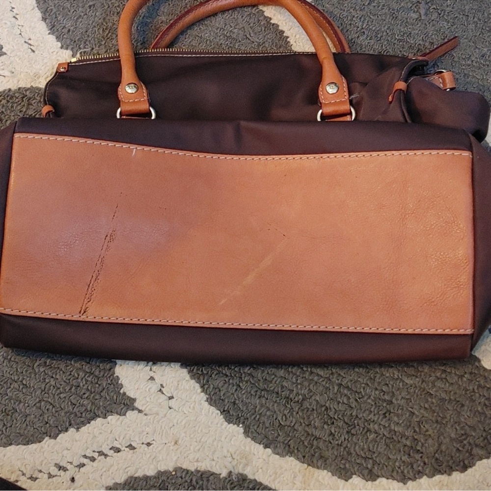 Kate Spade Vintage Brown Nylon & Tan Leather Trim & Handled Women's Satchel - Picture 3 of 16